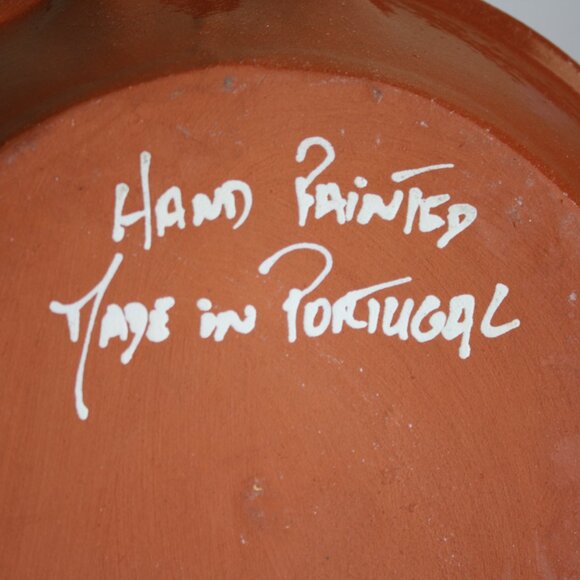 Vintage Hand painted Portugal Terra Cotta Pie plate with Bird - Picture 4 of 8